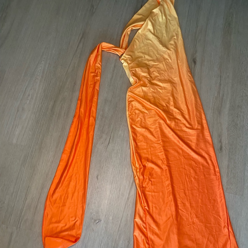 Vibrant Ombré Orange Maxi Dress
